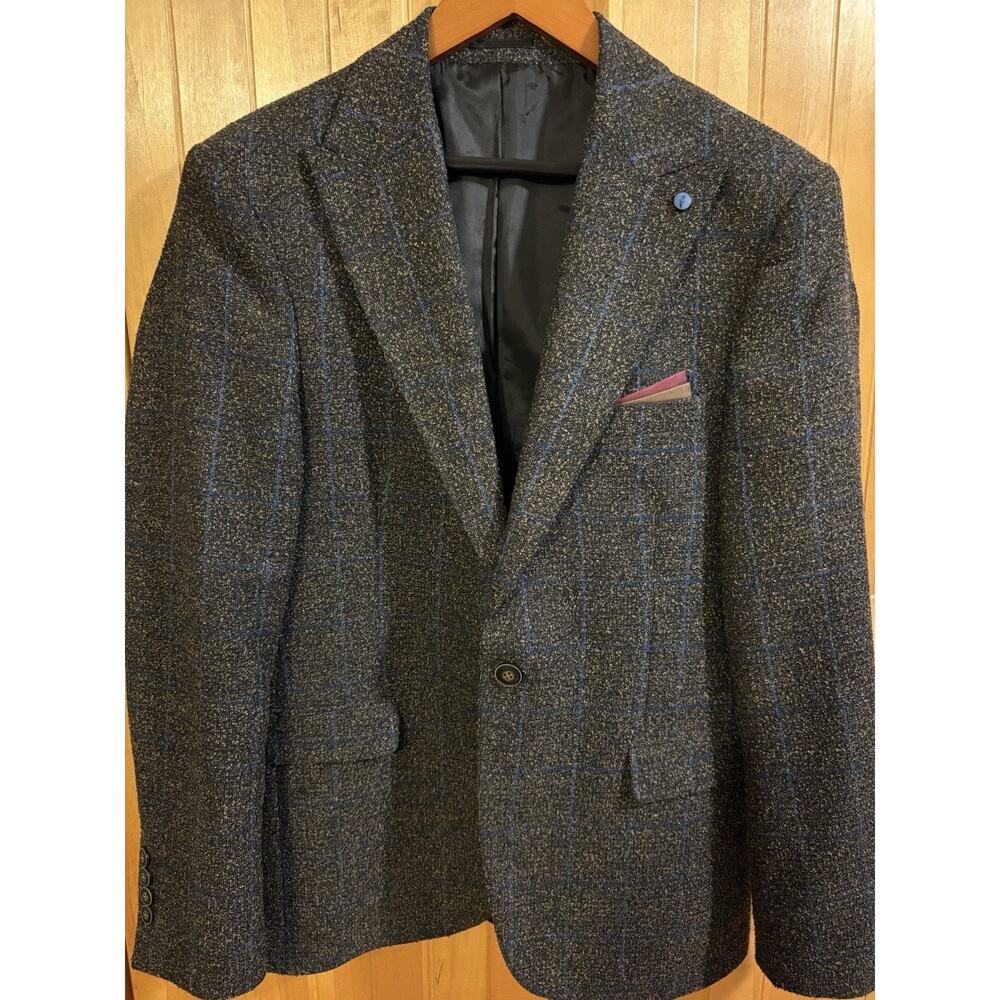 Effetti by Giovanni Testi Men's Blazer Sport Coat SZ 42 Gray Blue Textured Wool